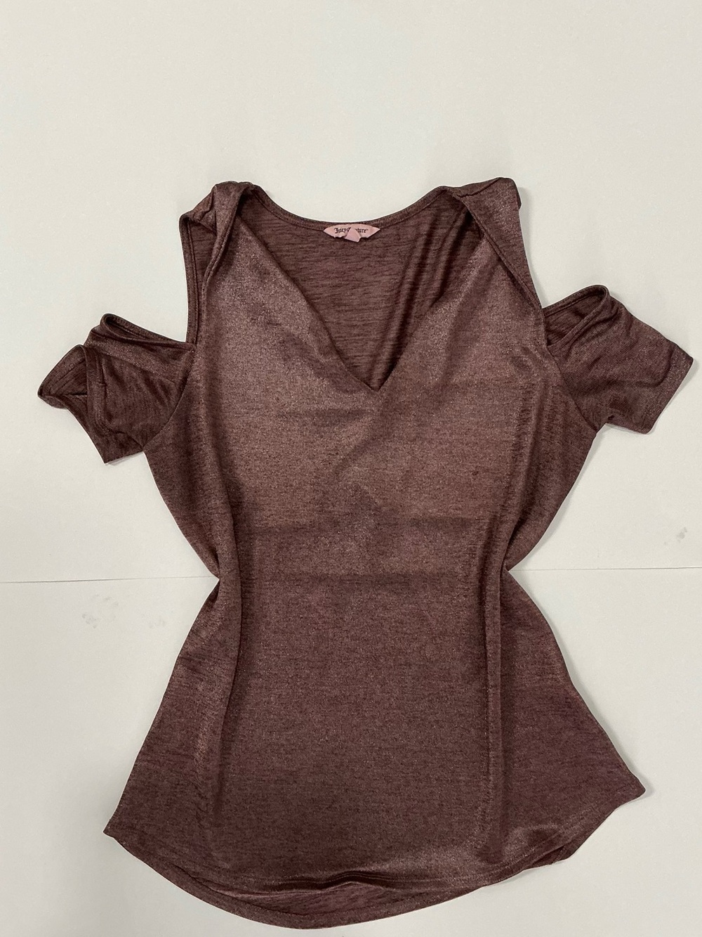 Juicy Couture Plum Cold-Shoulder V-Neck Top